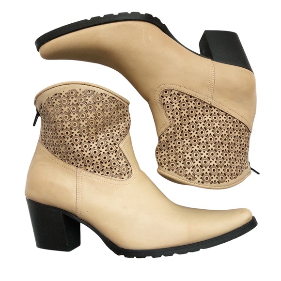 New Artemis Handmade Light Tan Leather Coastal Cowgirl Ankle Boot 39 - Picture 6 of 12